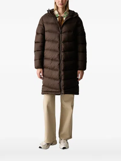 Napapijri Ega Hooded Oversized Coat In Brown
