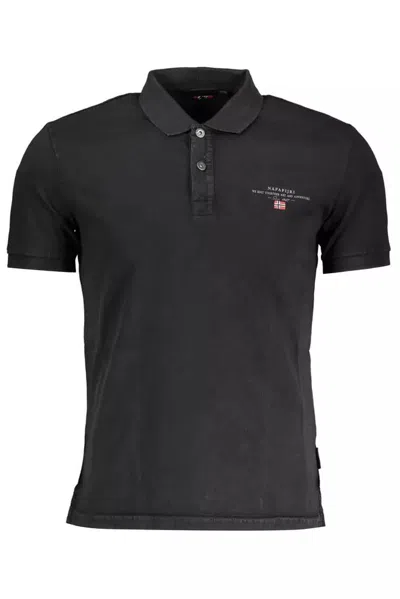 Napapijri Elegant Black Embroidered Polo In Grey