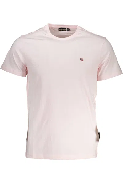 Napapijri Elegant Pink Embroidered Tee For Men