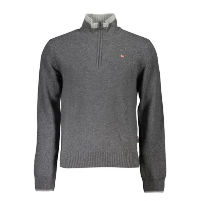 Napapijri Elegant Half Zip Sweater With Bold Men's Accents In Grey