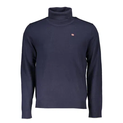 Napapijri Elegant Turtleneck Sweater With Embroide Men's Logo In Blue