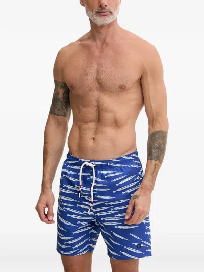Napapijri Elior Fish-print Drawstring Swim Shorts In Blue