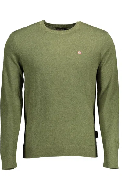 Napapijri Emerald Crew-neck Embroide Men's Sweater In Green