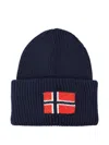 Napapijri Flag-detail Ribbed Beanie Hat In Blue