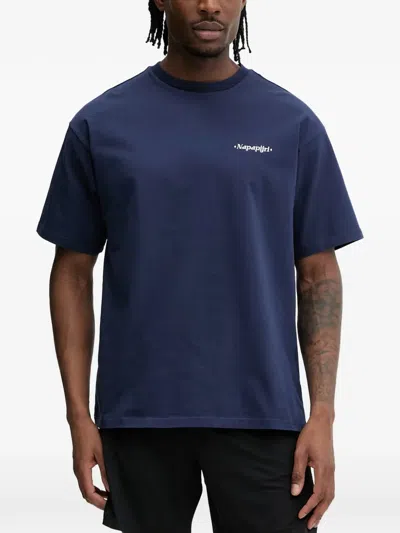 Napapijri Fluorite Graphic-print Logo-embroidered T-shirt In Blue