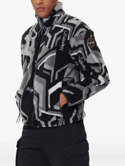 NAPAPIJRI GEOMETRIC-PATTERN FLEECE JACKET