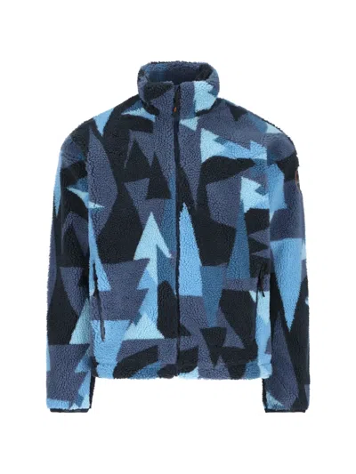 Napapijri Geometric-print Zip-up Sweatshirt In Blue