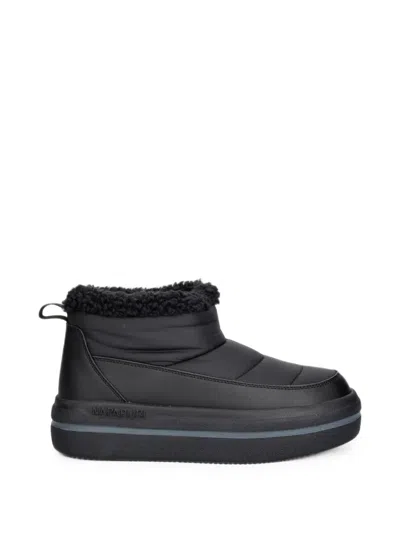 Napapijri Glacier Quilted Shearling-trim Boots In Black