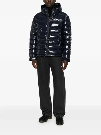 Napapijri Glossy Quilted Hooded Jacket In Blue