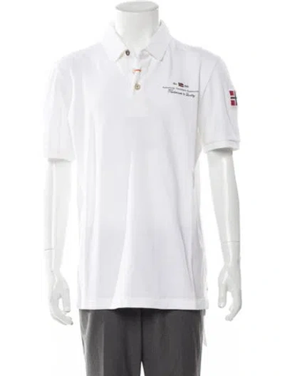 Pre-owned Napapijri Graphic Print Collar Polo Shirt W/ Tags In Gray
