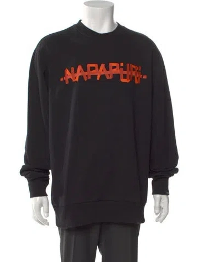 Pre-owned Napapijri Graphic Print Crew Neck Sweatshirt In Black
