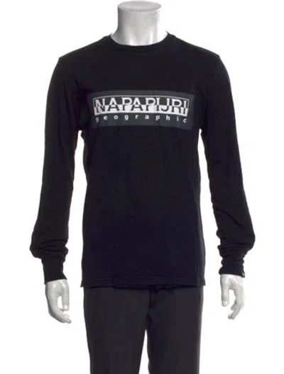 Pre-owned Napapijri Graphic Print Crew Neck T-shirt In Black