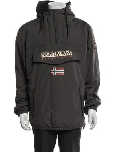 Pre-owned Napapijri Graphic Print Windbreaker In Gray