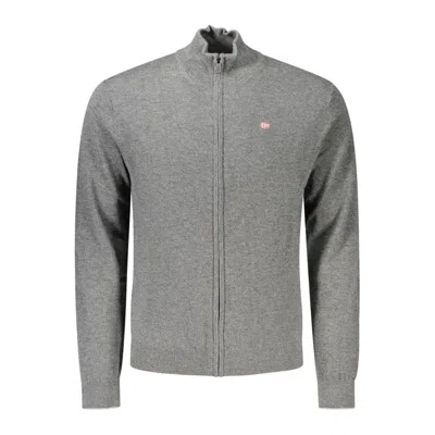 Napapijri Damavan Zip-up Wool Sweater In Gray