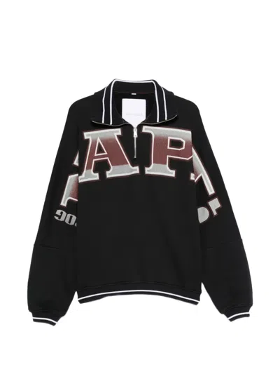 Napapijri Half-zip Striped-collar Sweatshirt In Black