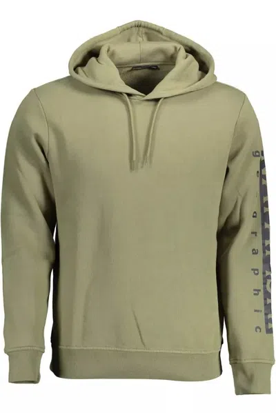 Napapijri Hooded Logo Print Men's Sweatshirt In Green