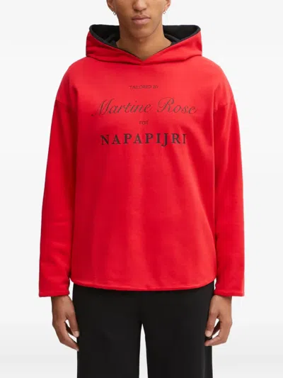 Napapijri Hooded Logo Sweater In Red