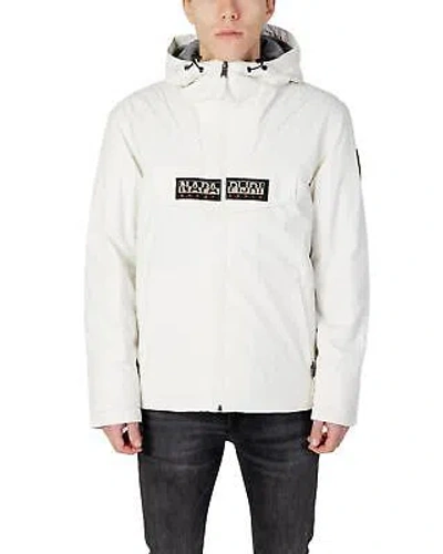 Pre-owned Napapijri Hooded Polyamide Jacket - Long Sleeves - Jackets - White -size L