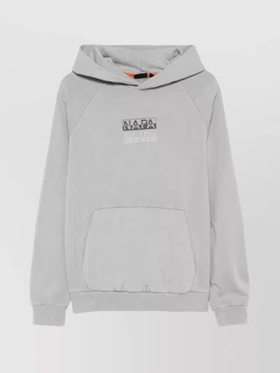 Napapijri Hooded Sweatshirt With Front Pouch Pocket In Beige