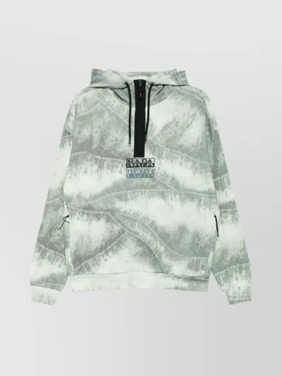 Napapijri Hooded Sweatshirt With Side Zip Pockets In Green
