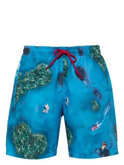 Napapijri Inuvik Graphic-print Swim Shorts In Blue