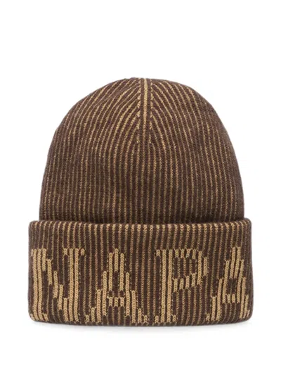 Napapijri Iwa Logo-knit Beanie Hat In Brown