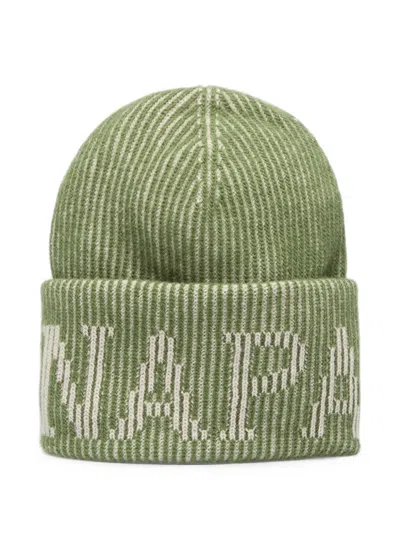 Napapijri Iwa Logo-knit Ribbed Beanie Hat In Green