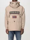 Napapijri Hooded Jacket With Adjustable Hem And Front Pocket In Beige