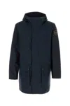 Napapijri Long Length Windbreaker With Hood And Pockets In Blue