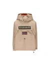 Napapijri Hooded Jacket With Adjustable Hem And Front Pocket In Beige Mink N1n
