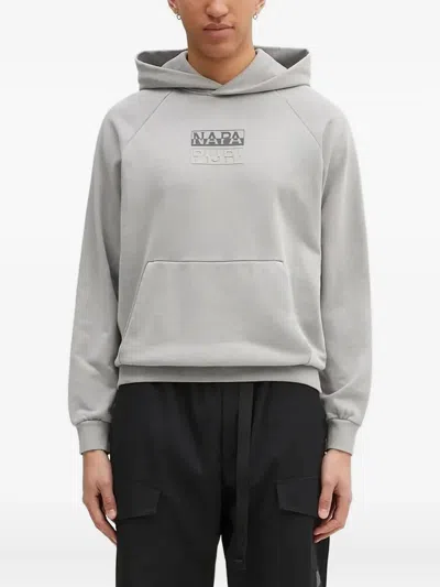 Napapijri Logo-detail Hoodie In Gray