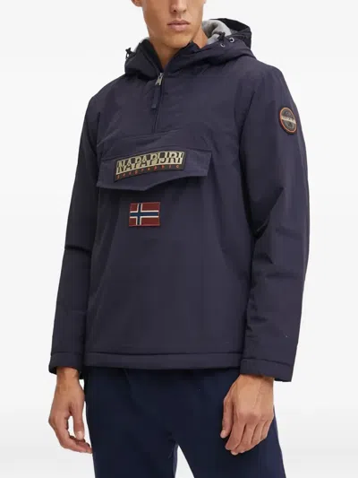Napapijri Logo-patch Hooded Jacket In Blue