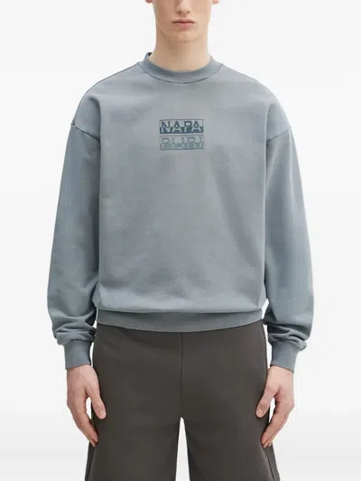 Napapijri Logo-print Crew-neck Sweatshirt In Gray