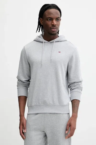Napapijri Logo-embroidered Hoodie In Gray