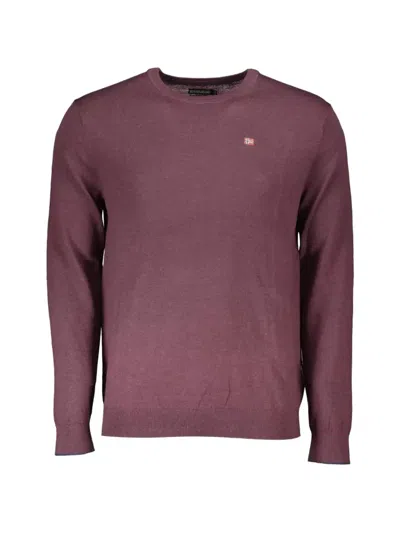 Napapijri Logo-patch Crew-neck Sweater In Purple