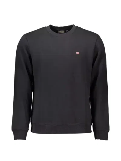 Napapijri Logo-patch Crew-neck Sweatshirt In Black