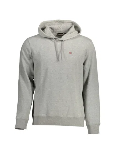 Napapijri Logo-patch Drawstring Hoodie In Gray