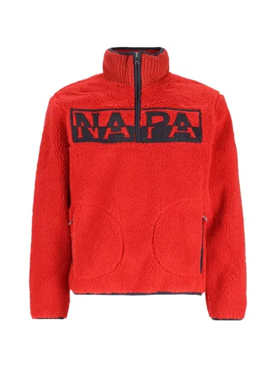 Napapijri Logo-patch Fleece Sweater In Animal Print