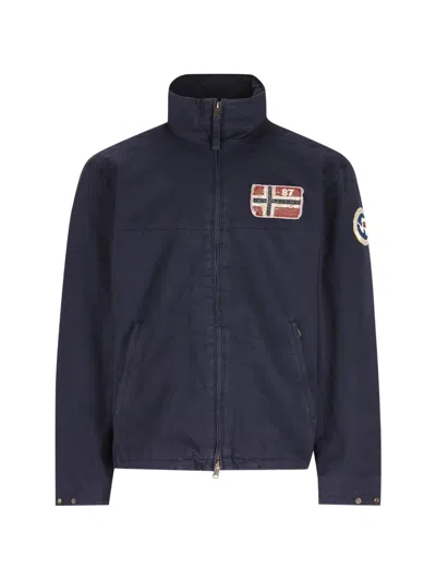 Napapijri Logo-patch High-neck Jacket In Blue