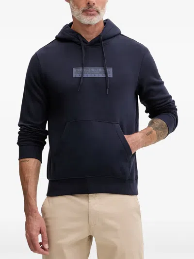 Napapijri Logo-patch Pouch-pocket Hoodie In Blue