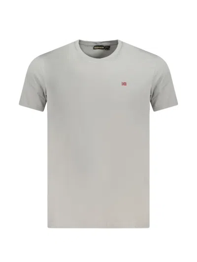Napapijri Brown Cotton Men T-shirt In Gray