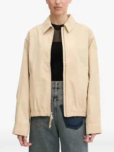 Napapijri Logo-patch Zip-up Jacket In Neutral