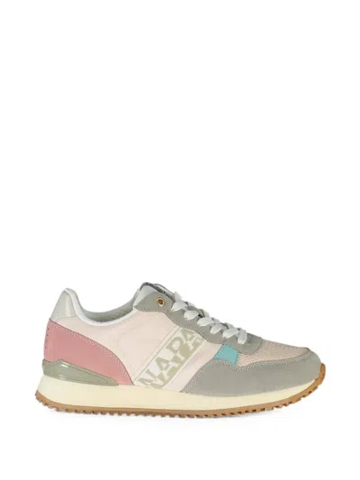 Napapijri Logo-print Suede-panelled Sneakers In Neutrals