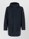 Napapijri Long Length Windbreaker With Hood And Pockets In Blue
