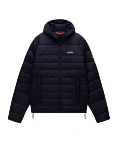 Napapijri Long-sleeved Cotton-padded Jacket In Blue