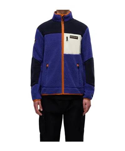 Napapijri Long-sleeved Fleece Jacket In Blue