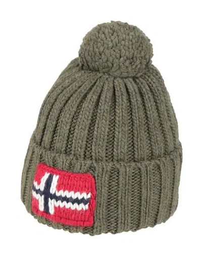 Napapijri Man Hat Military Green Size Onesize Acrylic, Wool, Polyamide, Viscose