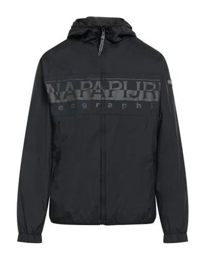 Napapijri Man Jacket Black Size L Polyester, Polyurethane In Blue