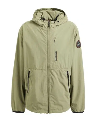 Napapijri Man Jacket Khaki Size L Polyamide, Polyurethane In Gray