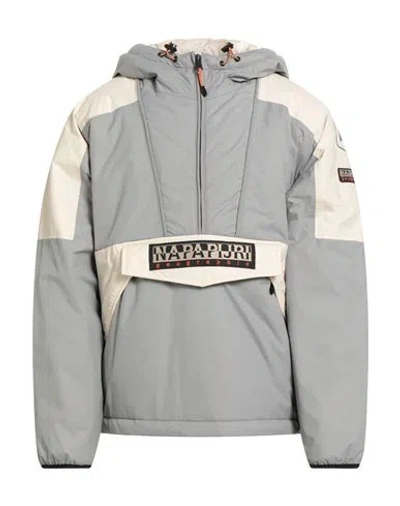 Napapijri Man Jacket Light Grey Size M Polyamide In Gray